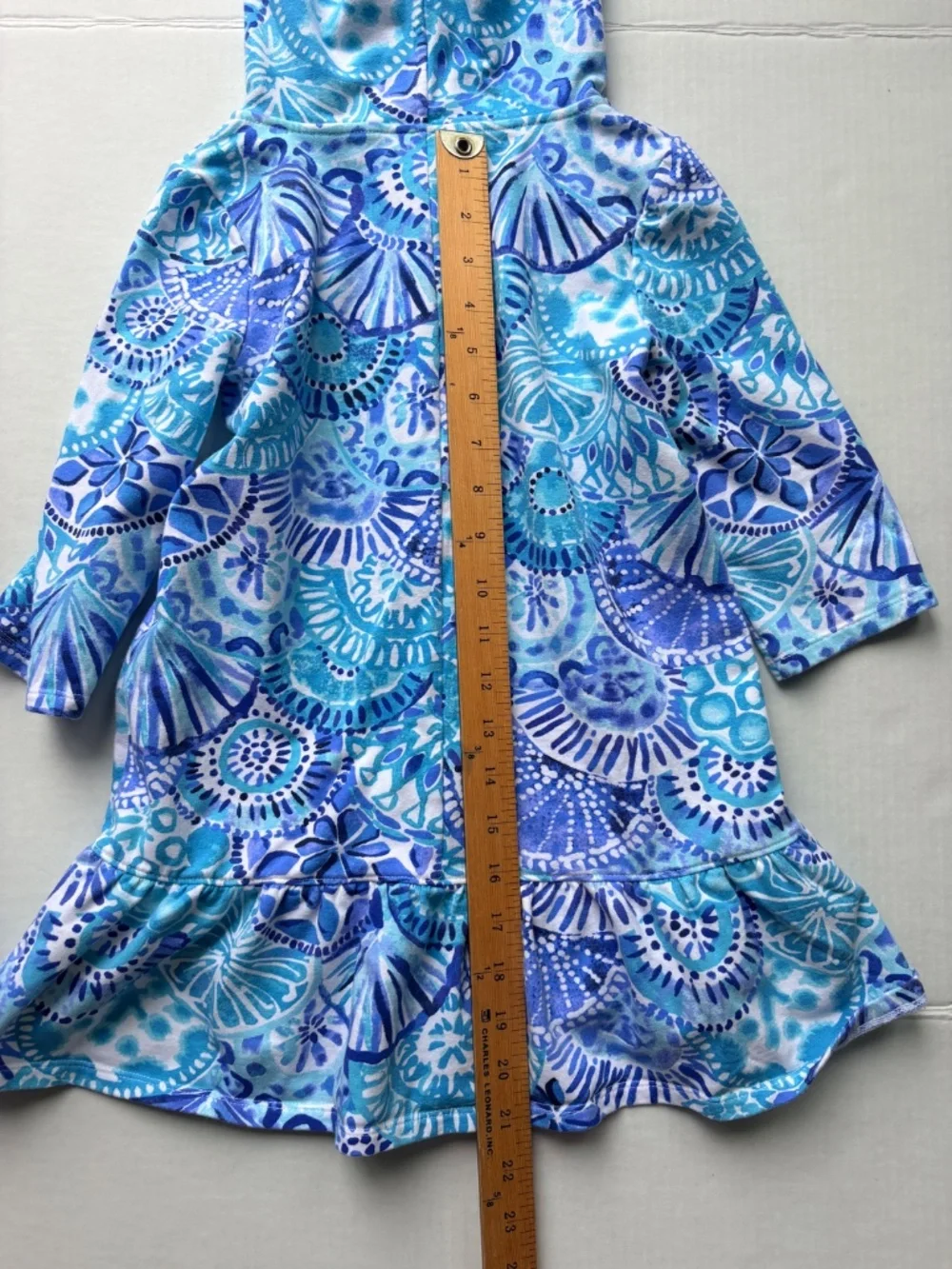 Lilly Pulitzer Girls Swim Cover Up Dress Size M (6-7) Blue Hooded Full Zip